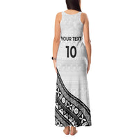 Custom Fijian Rugby Tank Maxi Dress Tapa Pattern and Palm Tree Tribal