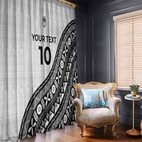 Custom Fijian Rugby Window Curtain Tapa Pattern and Palm Tree Tribal