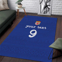 Custom Fijian Football Area Rug Tapa Pattern and Shark Tribal LT03 Blue - Polynesian Pride