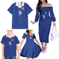 Custom Fijian Football Family Matching Off The Shoulder Long Sleeve Dress and Hawaiian Shirt Tapa Pattern and Shark Tribal