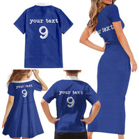 Custom Fijian Football Family Matching Short Sleeve Bodycon Dress and Hawaiian Shirt Tapa Pattern and Shark Tribal