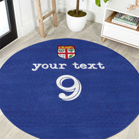 Custom Fijian Football Round Carpet Tapa Pattern and Shark Tribal