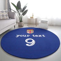 Custom Fijian Football Round Carpet Tapa Pattern and Shark Tribal