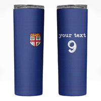 Custom Fijian Football Skinny Tumbler Tapa Pattern and Shark Tribal