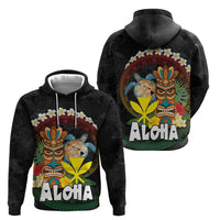 Aloha Hawaii Zip Hoodie Kanaka Maoli with Polynesian Spiral Plumeria