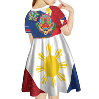 Philippines MassKara Kid Short Sleeve Dress Filipino Carnival Mask and Polynesian Pattern LT03 - Polynesian Pride