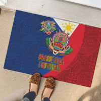 Philippines MassKara Rubber Doormat Filipino Carnival Mask and Polynesian Pattern