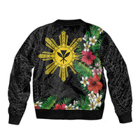 Tropical Hawaii and Philippines Bomber Jacket Kanaka Maoli and Sun Badge Batok Tattoo Colorful