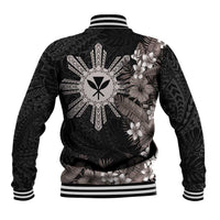 Tropical Hawaii and Philippines Baseball Jacket Kanaka Maoli and Sun Badge Batok Tattoo Grayscale LT03 - Polynesian Pride