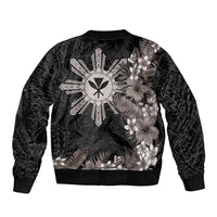Tropical Hawaii and Philippines Bomber Jacket Kanaka Maoli and Sun Badge Batok Tattoo Grayscale LT03 - Polynesian Pride