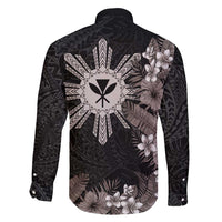 Tropical Hawaii and Philippines Family Matching Mermaid Dress and Hawaiian Shirt Kanaka Maoli and Sun Badge Batok Tattoo Grayscale LT03 - Polynesian Pride