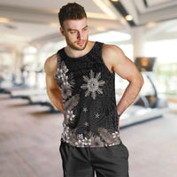 Tropical Hawaii and Philippines Men Tank Top Kanaka Maoli and Sun Badge Batok Tattoo Grayscale LT03 Black - Polynesian Pride