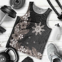 Tropical Hawaii and Philippines Men Tank Top Kanaka Maoli and Sun Badge Batok Tattoo Grayscale LT03 - Polynesian Pride