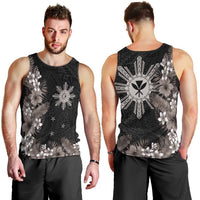 Tropical Hawaii and Philippines Men Tank Top Kanaka Maoli and Sun Badge Batok Tattoo Grayscale LT03 - Polynesian Pride