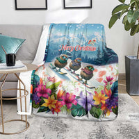 New Zealand Merry Christmas Blanket Kiwi Birds Snow Boarding-Vibrant Tropical Flower - Polynesian Pride