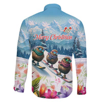 New Zealand Merry Christmas Family Matching Off The Shoulder Long Sleeve Dress and Hawaiian Shirt Kiwi Birds Snow Boarding-Vibrant Tropical Flower - Polynesian Pride