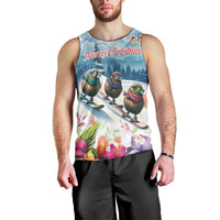 New Zealand Merry Christmas Men Tank Top Kiwi Birds Snow Boarding-Vibrant Tropical Flower - Polynesian Pride