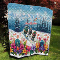 New Zealand Merry Christmas Quilt Kiwi Birds Snow Boarding-Vibrant Tropical Flower - Polynesian Pride