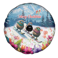 New Zealand Merry Christmas Spare Tire Cover Kiwi Birds Snow Boarding-Vibrant Tropical Flower - Polynesian Pride