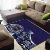Samoan Siapo Art Tattoo Polynesian Pattern Area Rug Navy Color - Polynesian Pride
