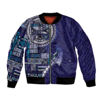 Samoan Siapo Art Tattoo Polynesian Pattern Bomber Jacket Navy Color LT03 Unisex Navy - Polynesian Pride