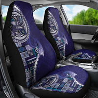 Samoan Siapo Art Tattoo Polynesian Pattern Car Seat Cover Navy Color - Polynesian Pride