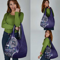 Samoan Siapo Art Tattoo Polynesian Pattern Grocery Bag Navy Color - Polynesian Pride