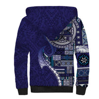 Samoan Siapo Art Tattoo Polynesian Pattern Sherpa Hoodie Navy Color - Polynesian Pride