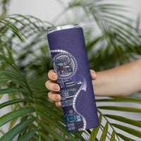 Samoan Siapo Art Tattoo Polynesian Pattern Skinny Tumbler Navy Color LT03 - Polynesian Pride