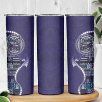 Samoan Siapo Art Tattoo Polynesian Pattern Skinny Tumbler Navy Color LT03 - Polynesian Pride