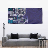 Samoan Siapo Art Tattoo Polynesian Pattern Tapestry Navy Color LT03 - Polynesian Pride