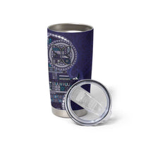 Samoan Siapo Art Tattoo Polynesian Pattern Tumbler Cup Navy Color - Polynesian Pride
