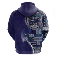 Samoan Siapo Art Tattoo Polynesian Pattern Zip Hoodie Navy Color - Polynesian Pride