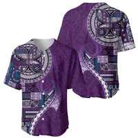 Samoan Siapo Art Tattoo Polynesian Pattern Baseball Jersey Purple Color - Polynesian Pride