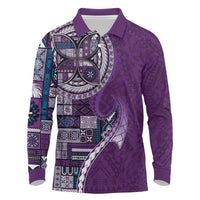 Samoan Siapo Art Tattoo Polynesian Pattern Long Sleeve Polo Shirt Purple Color LT03 Purple - Polynesian Pride