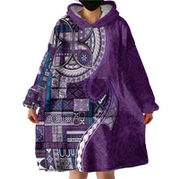 Samoan Siapo Art Tattoo Polynesian Pattern Wearable Blanket Hoodie Purple Color - Polynesian Pride