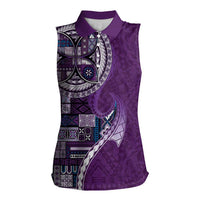 Samoan Siapo Art Tattoo Polynesian Pattern Women Sleeveless Polo Shirt Purple Color LT03 Female Purple - Polynesian Pride