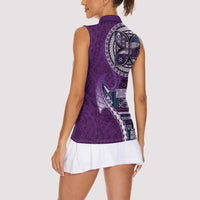 Samoan Siapo Art Tattoo Polynesian Pattern Women Sleeveless Polo Shirt Purple Color LT03 - Polynesian Pride