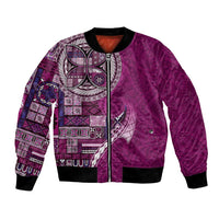 Samoan Siapo Art Tattoo Polynesian Pattern Bomber Jacket Pink Color LT03 Unisex Pink - Polynesian Pride