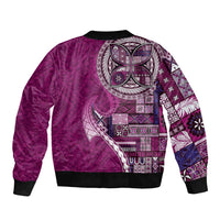Samoan Siapo Art Tattoo Polynesian Pattern Bomber Jacket Pink Color LT03 - Polynesian Pride