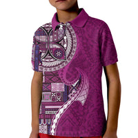 Samoan Siapo Art Tattoo Polynesian Pattern Kid Polo Shirt Pink Color LT03 Kid Pink - Polynesian Pride