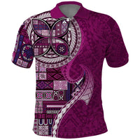 Samoan Siapo Art Tattoo Polynesian Pattern Polo Shirt Pink Color - Polynesian Pride