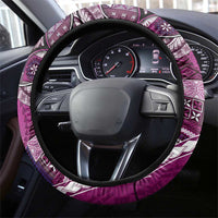 Samoan Siapo Art Tattoo Polynesian Pattern Steering Wheel Cover Pink Color - Polynesian Pride