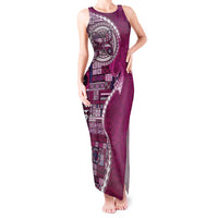 Samoan Siapo Art Tattoo Polynesian Pattern Tank Maxi Dress Pink Color - Polynesian Pride