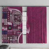 Samoan Siapo Art Tattoo Polynesian Pattern Window Curtain Pink Color - Polynesian Pride