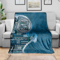 Samoan Siapo Art Tattoo Polynesian Pattern Blanket Teal Color - Polynesian Pride