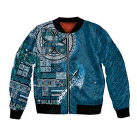 Samoan Siapo Art Tattoo Polynesian Pattern Bomber Jacket Teal Color LT03 Unisex Teal - Polynesian Pride