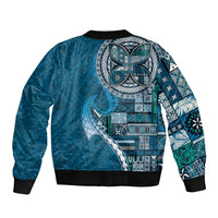 Samoan Siapo Art Tattoo Polynesian Pattern Bomber Jacket Teal Color LT03 - Polynesian Pride