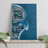 Samoan Siapo Art Tattoo Polynesian Pattern Canvas Wall Art Teal Color - Polynesian Pride