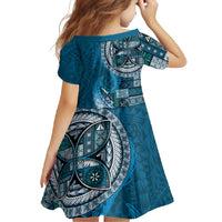 Samoan Siapo Art Tattoo Polynesian Pattern Family Matching Mermaid Dress and Hawaiian Shirt Teal Color - Polynesian Pride
